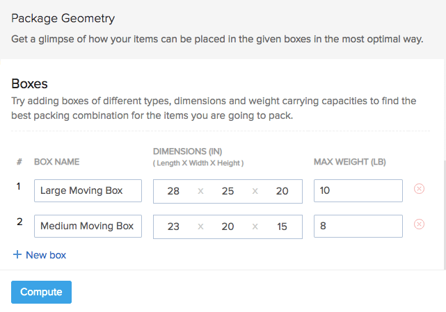 Package Geometry - compute button