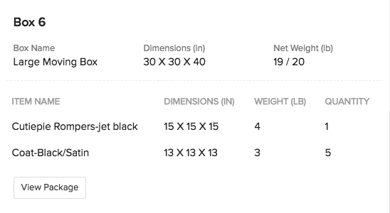 Package Geometry - view package button