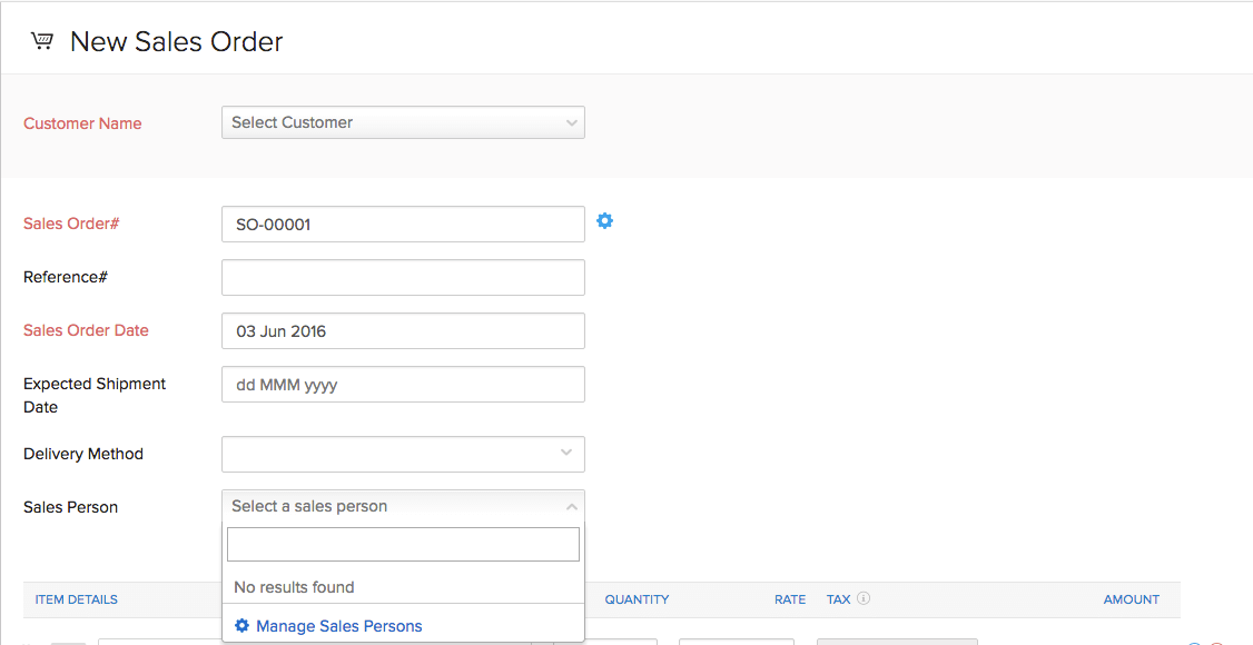 Fresh Sales person drop-down