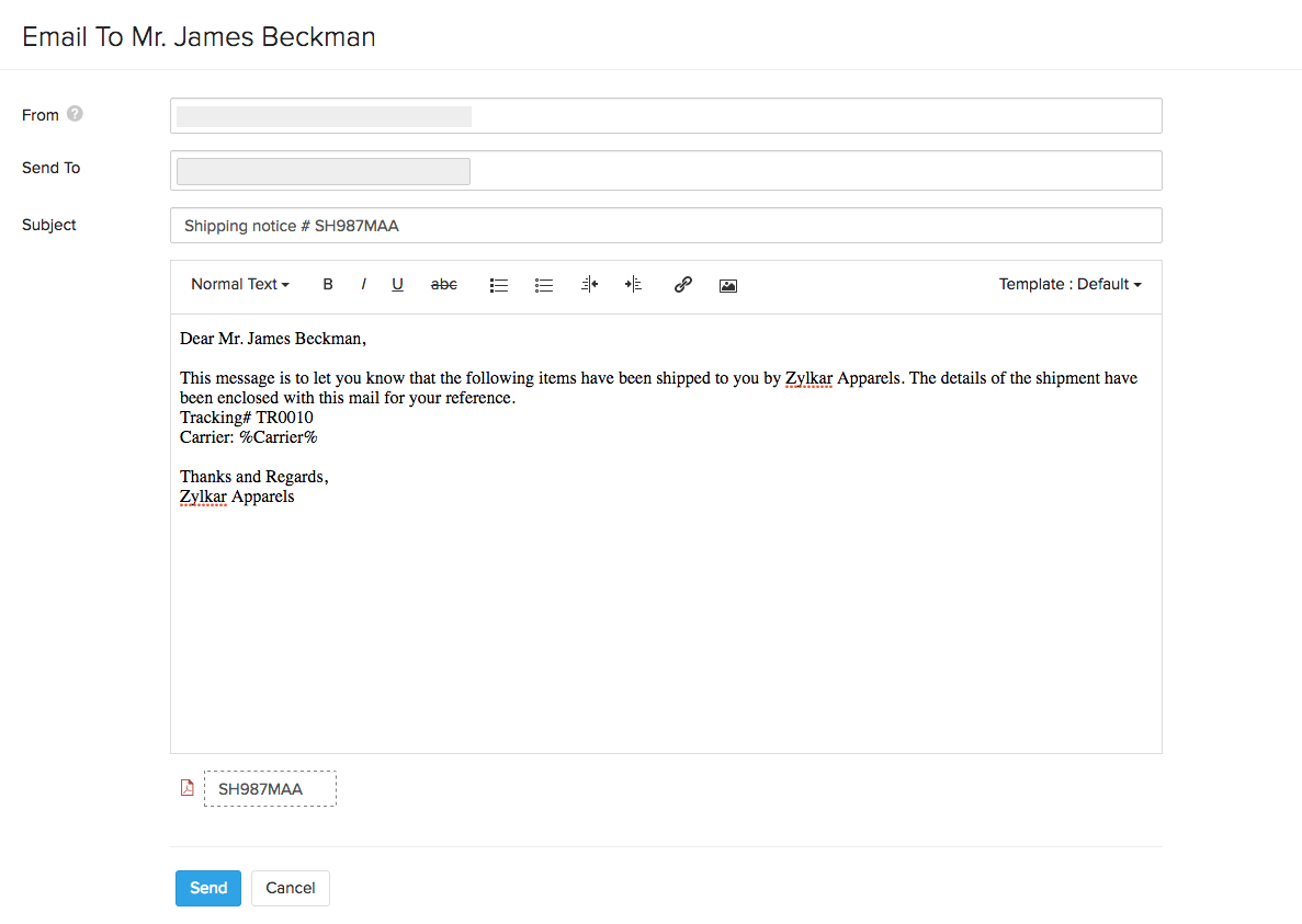 Shipment Notification Mail