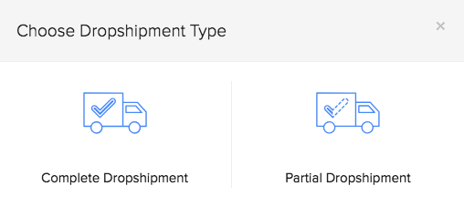 Screen shot of the drop shipment type
