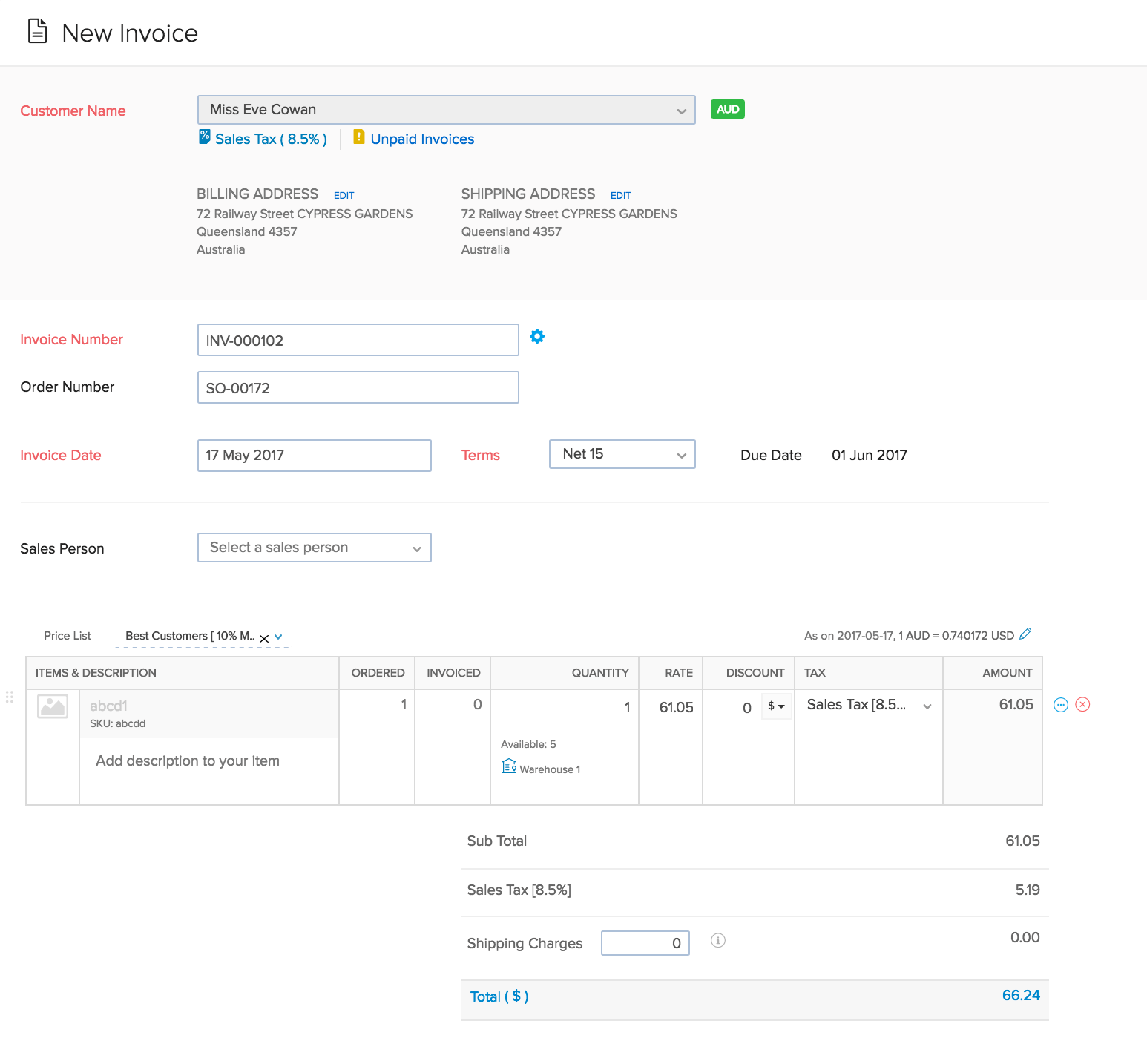 Invoices | User guide | Zoho Inventory