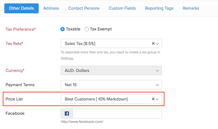 Associate price list to a customer