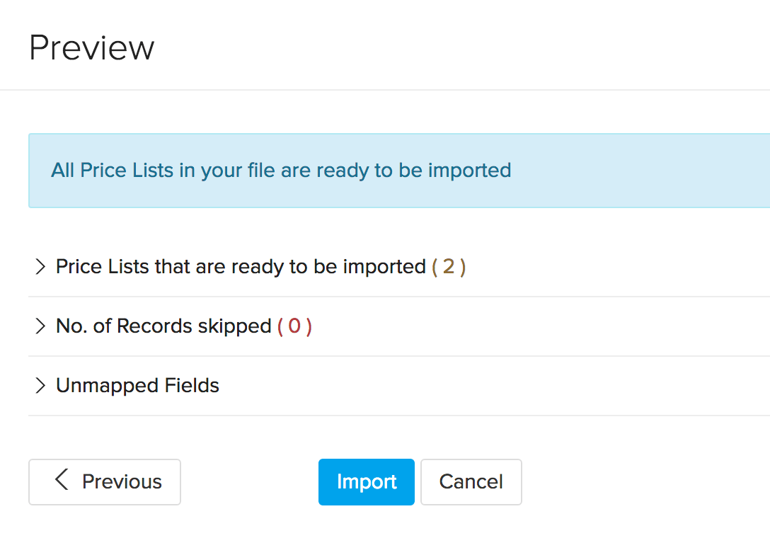 price lists import preview