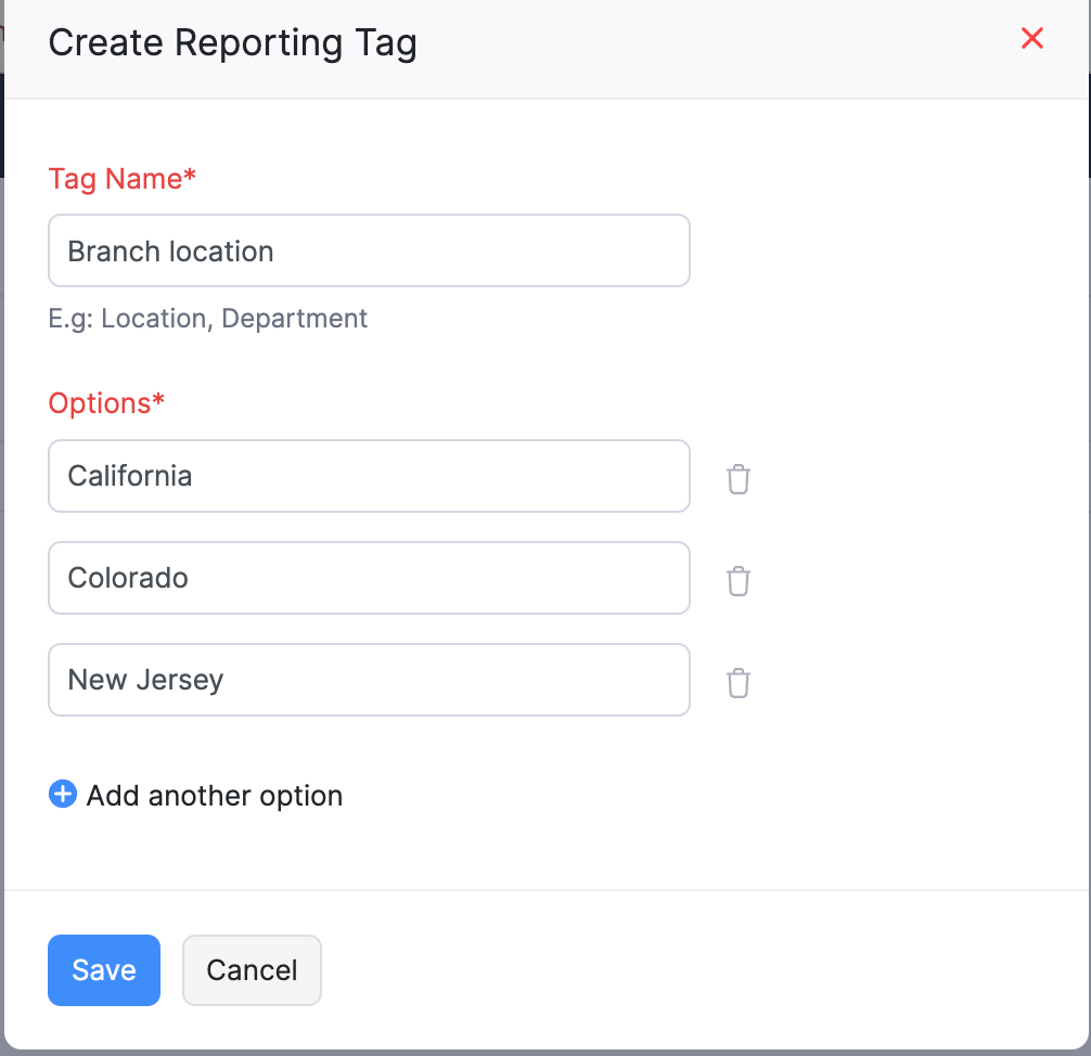 Create Reporting Tag