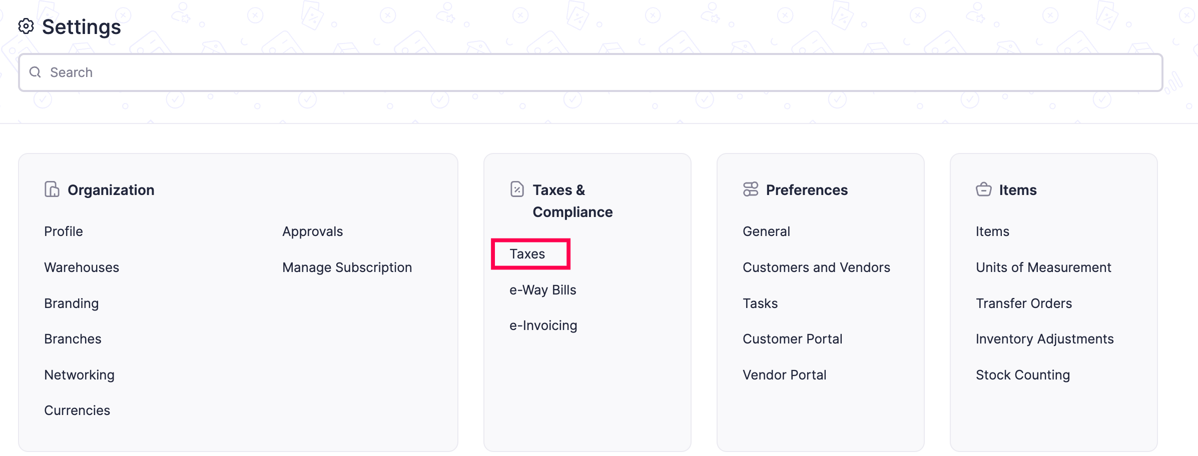 Image showing how to access taxes