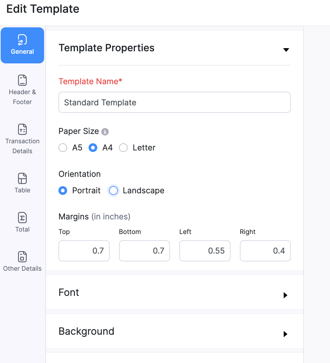 Zoho transactions Inventory - for Templates