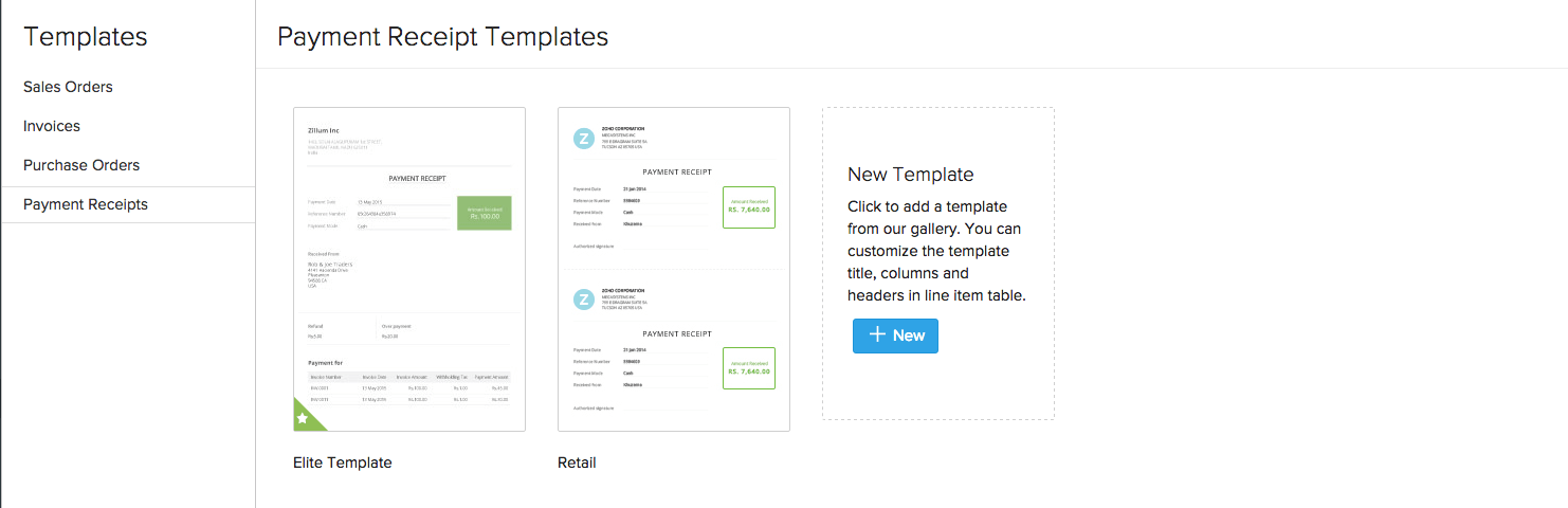 payment receipts template