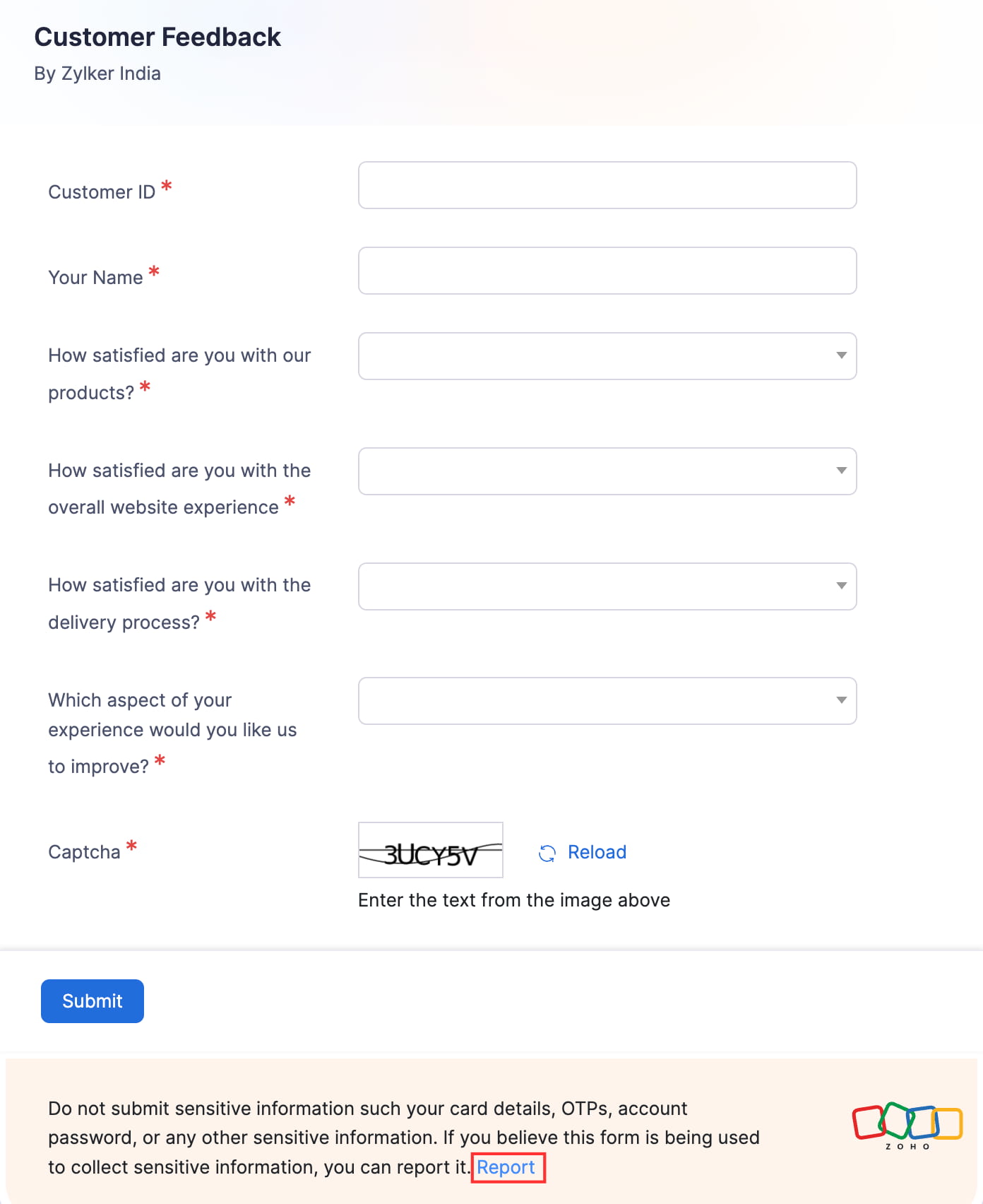 Click Report at the bottom of the form to report it.