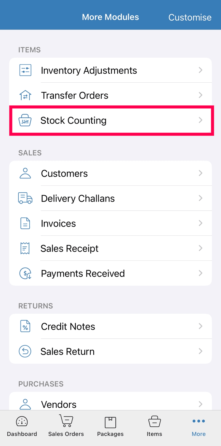 Count Stock Using Mobile App