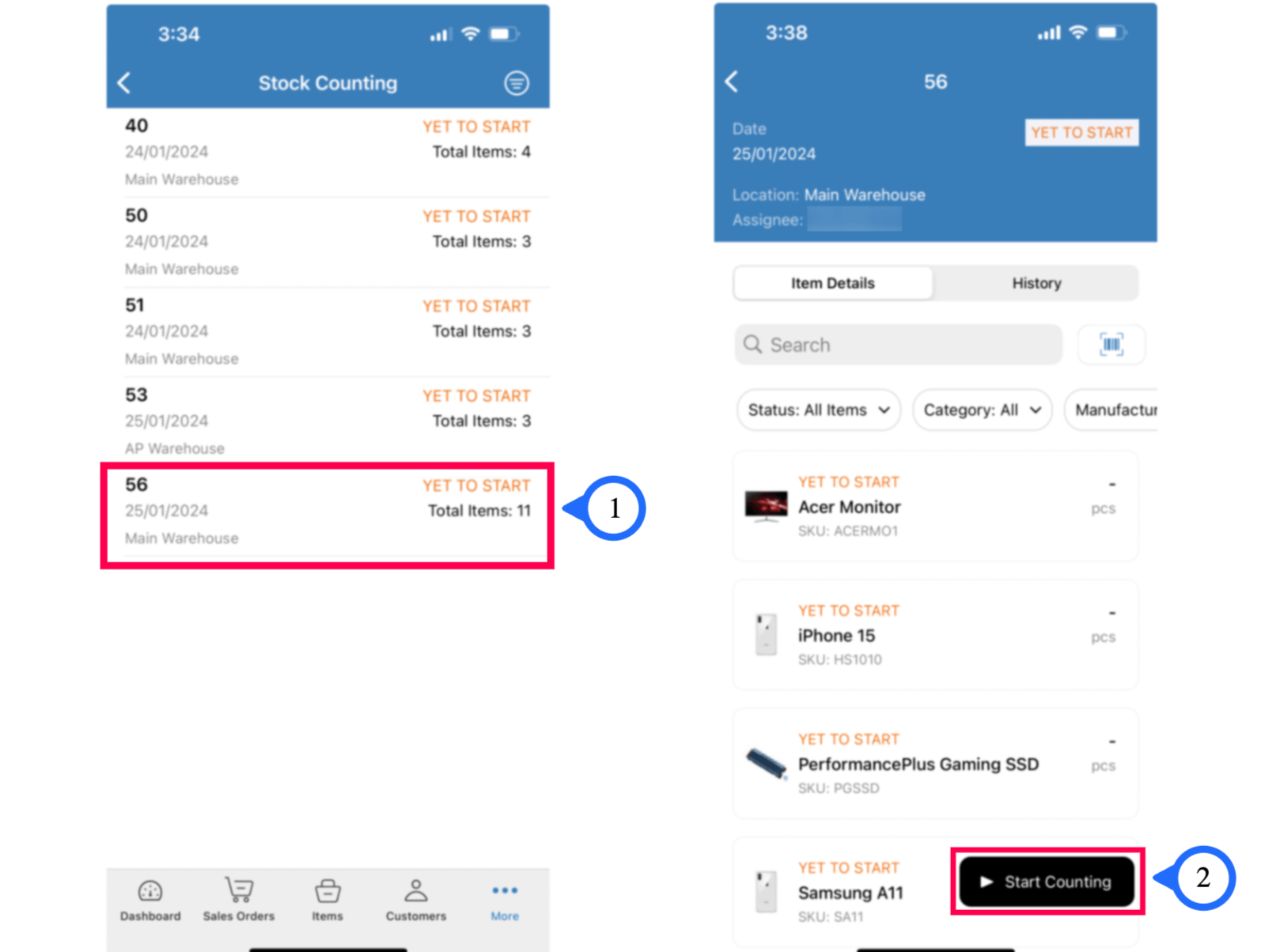 Count Stock Using Mobile App