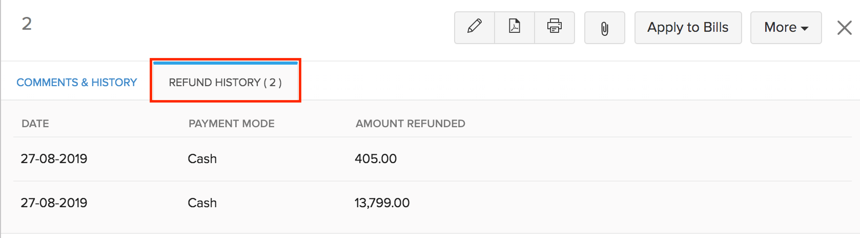 View Refund History