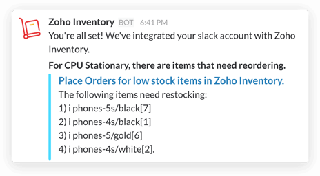 Reorder notification in Slack