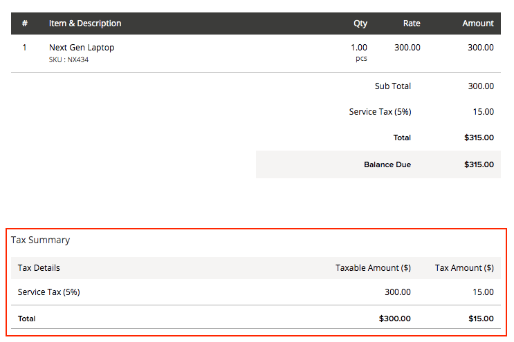 Zoho Inventory web page