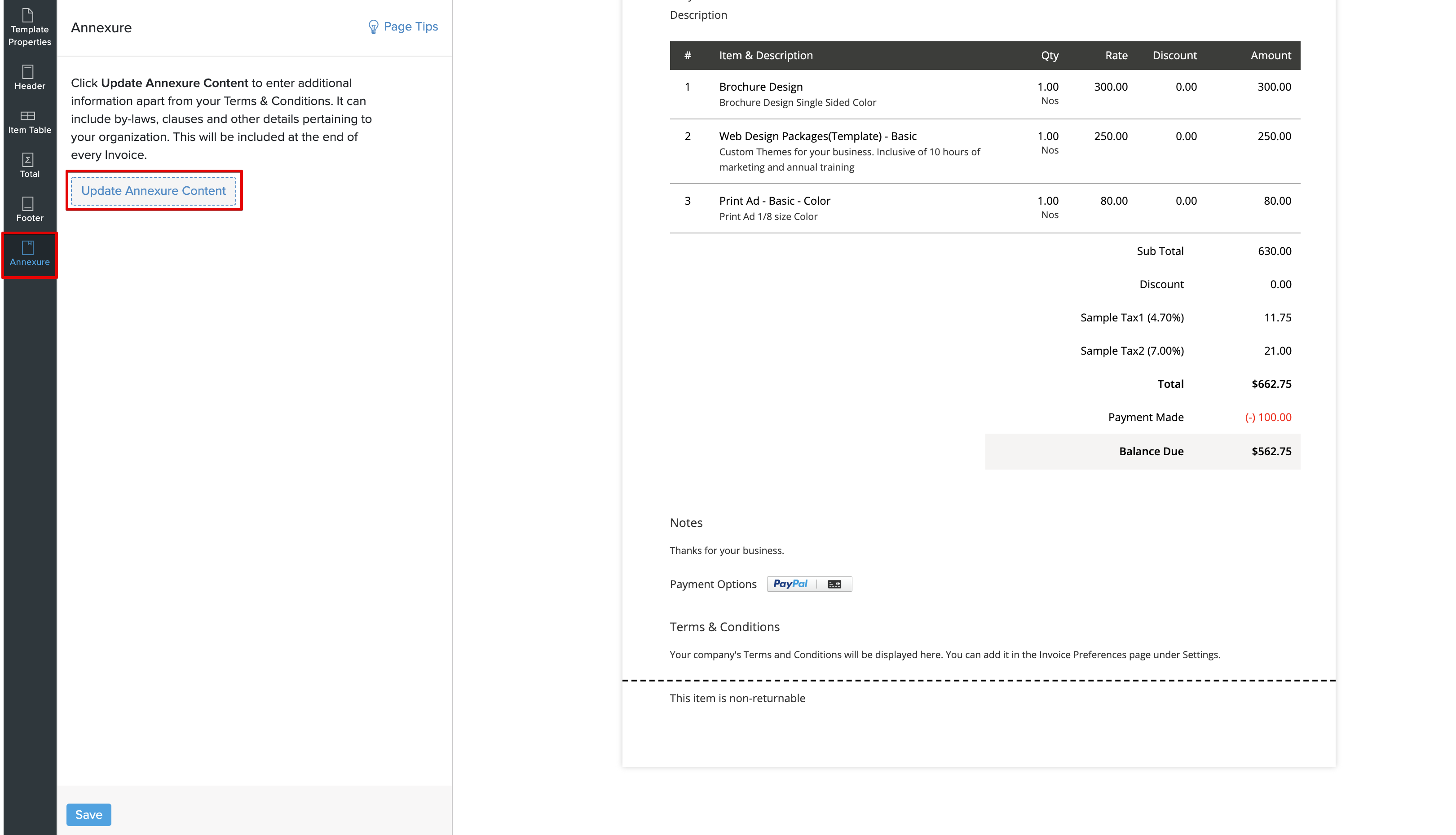 Add Annexure Content:: Knowledge Base | Zoho Inventory