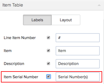 Item table in templates