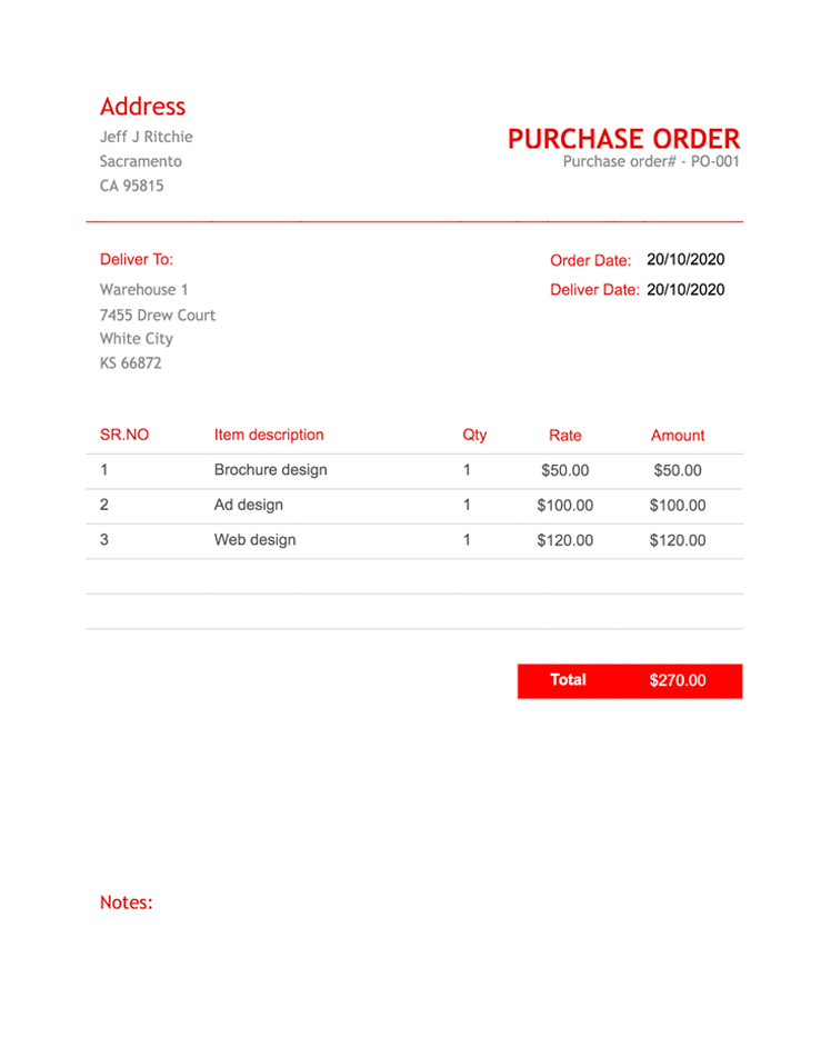 Free Purchase Order (PO) Template