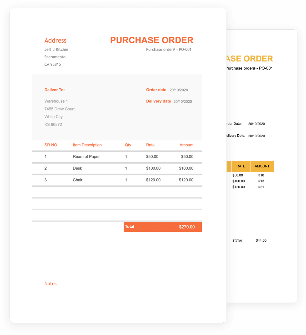 simple purchase order form