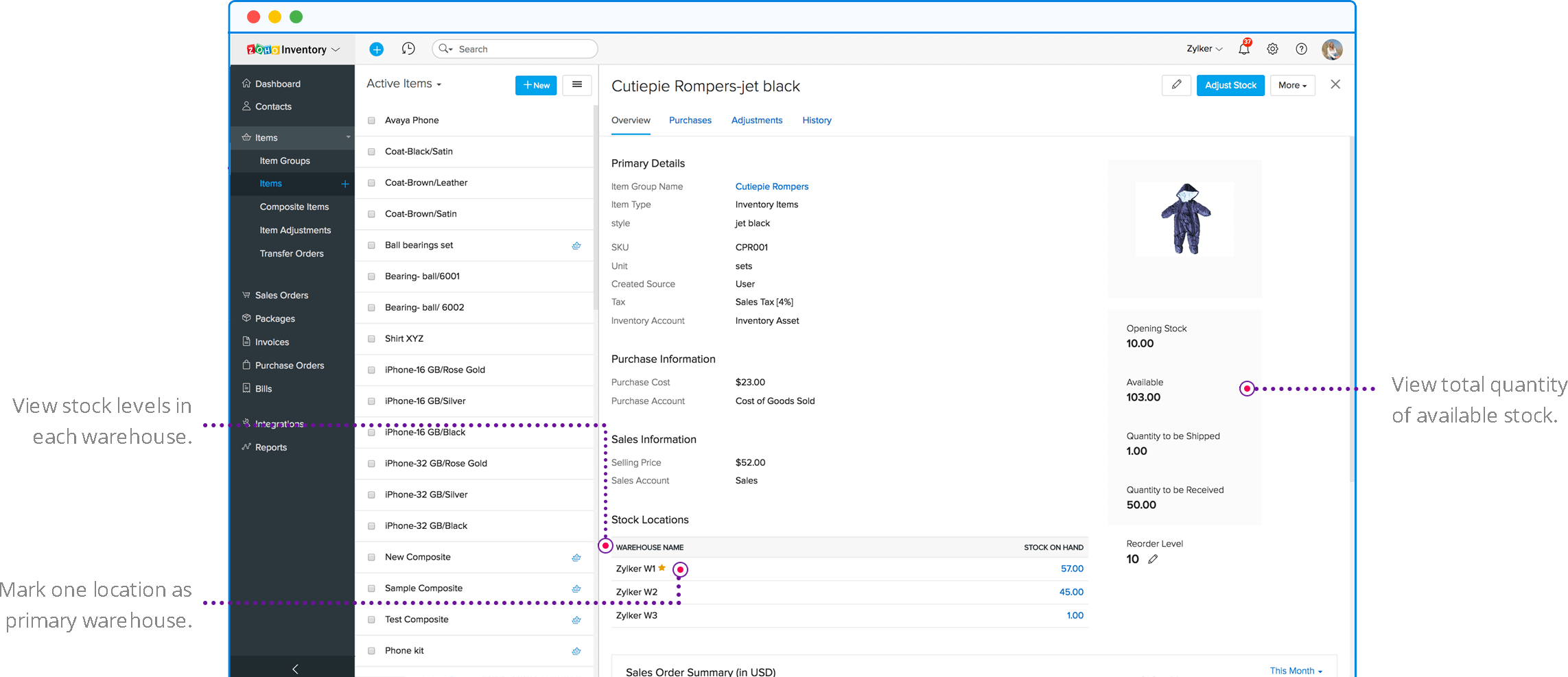 zoho inventory warehouse management