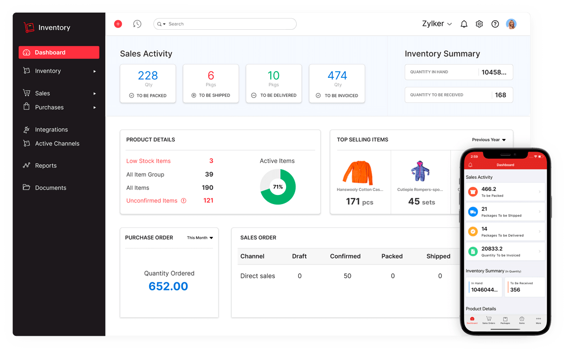 Dashboard- Warehouse management software | Zoho Inventory