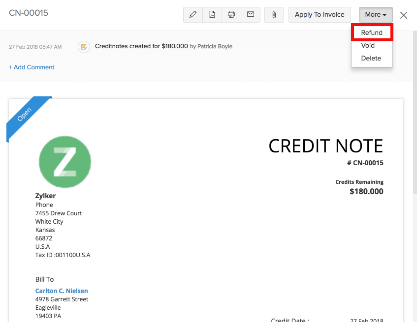 refund-credit-note-help-document-zoho-invoice