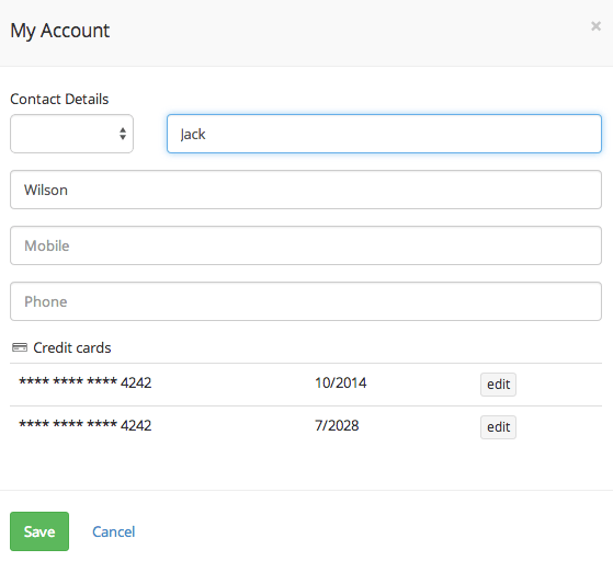 Client’s account details