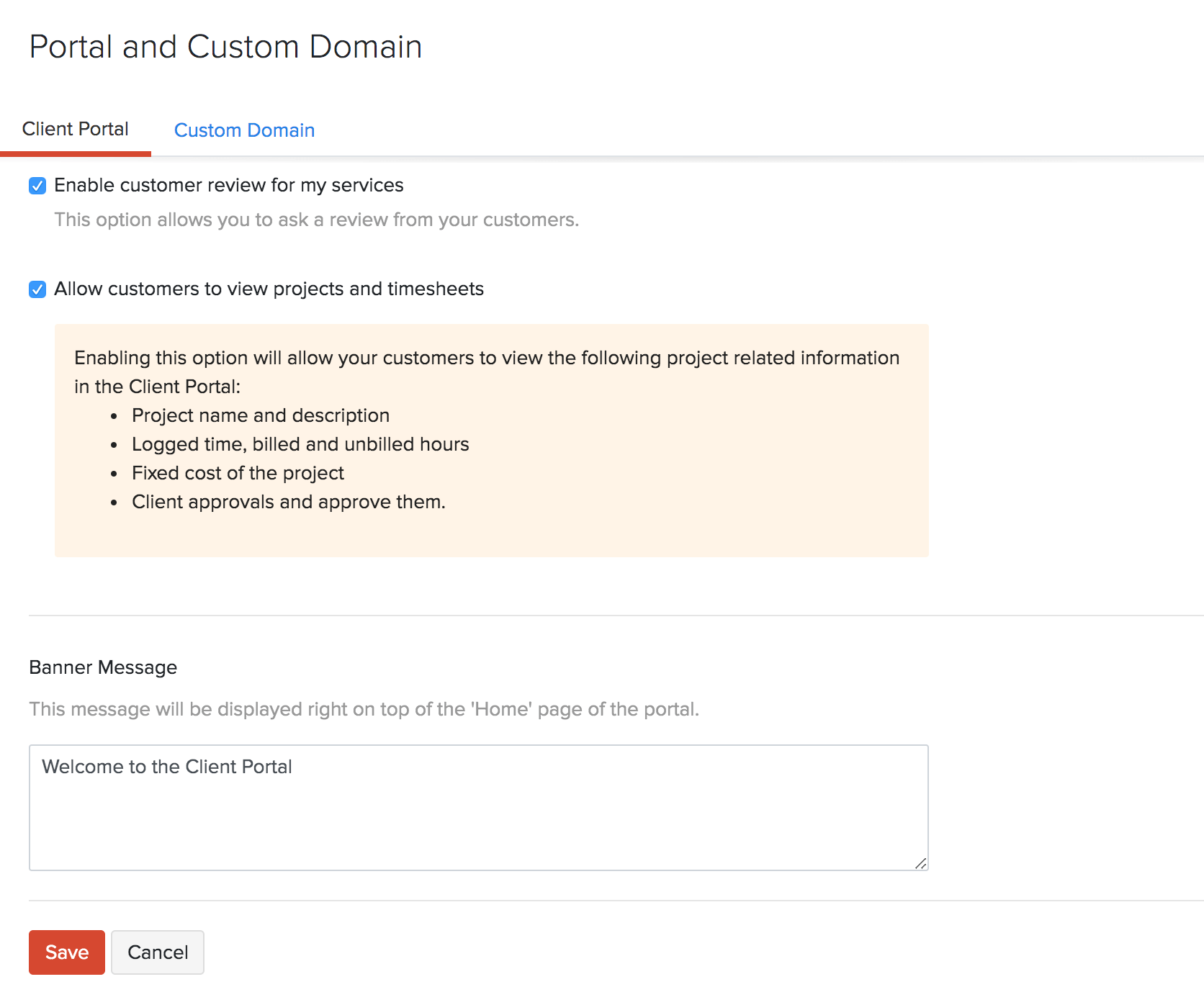 Customer Portal Settings