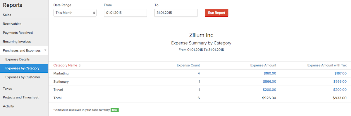 incurred expenses invoice