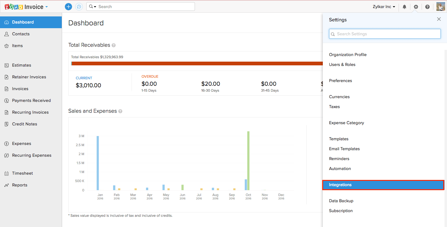 zoho invoice insightly integrations