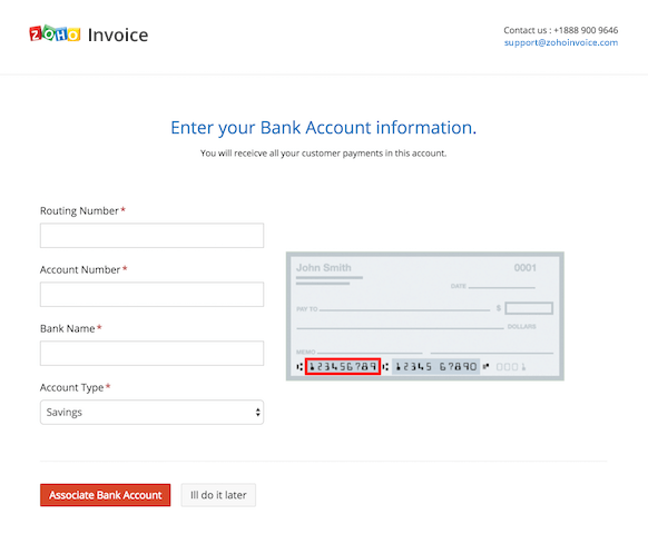 Bank account details