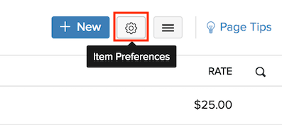 Items module - preferences navigtion