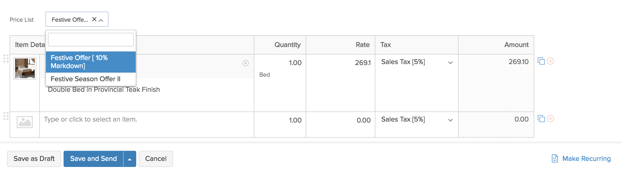 Associate Price List  to Transaction Image