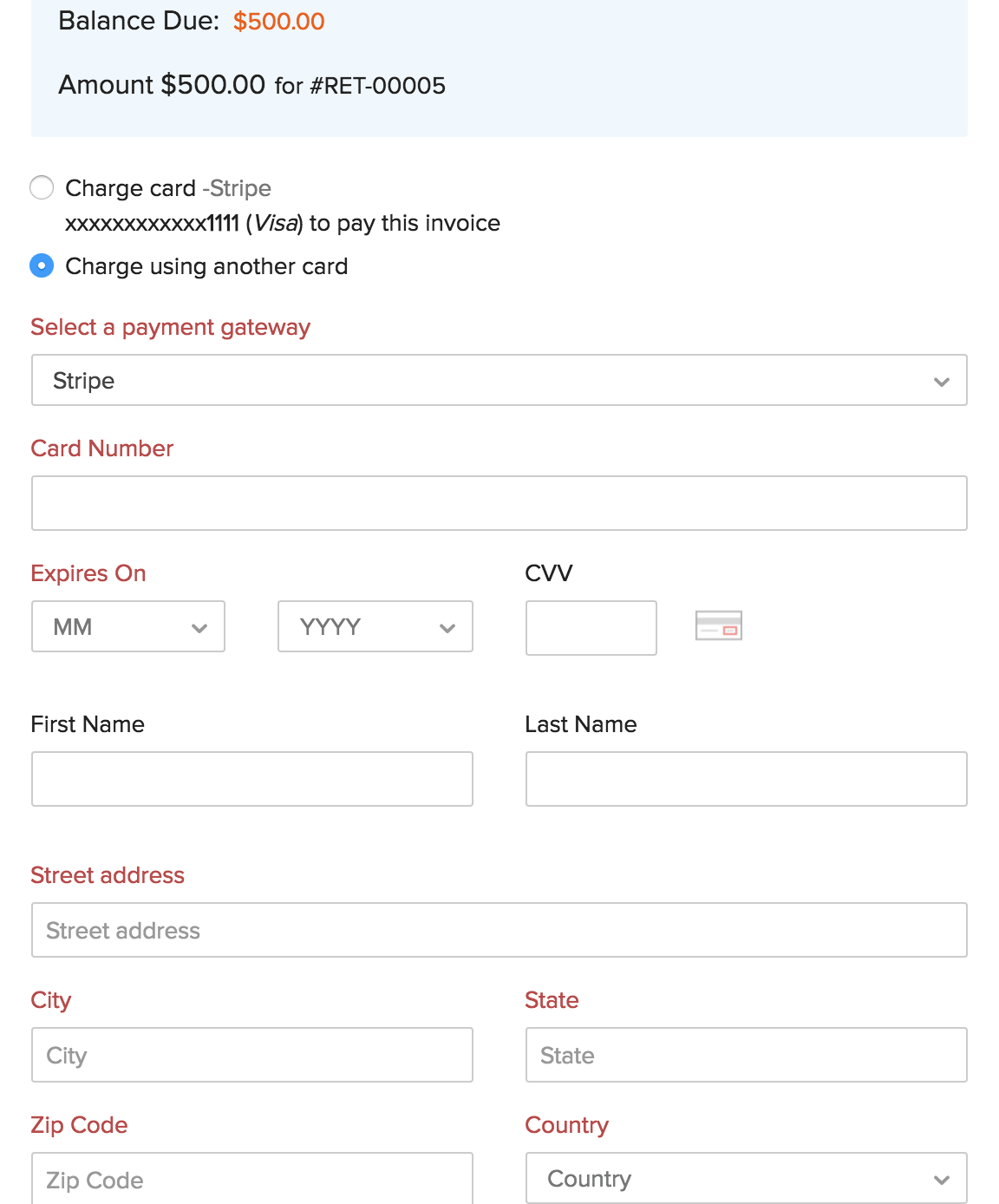 Manually Charging Customer