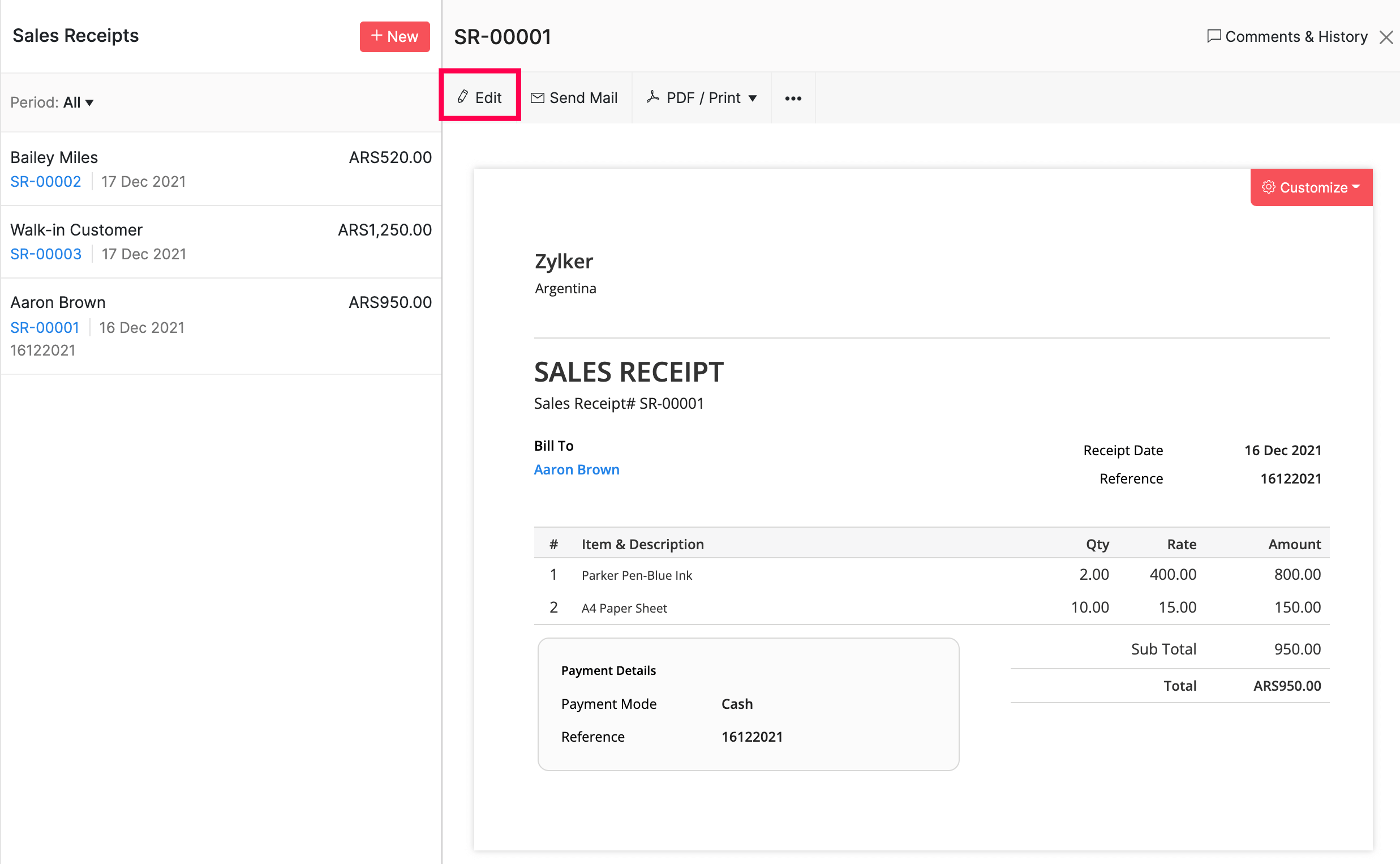 How to create a sales receipt in QuickBooks Online 