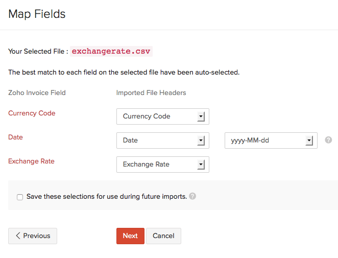 Exchange rates - Map field