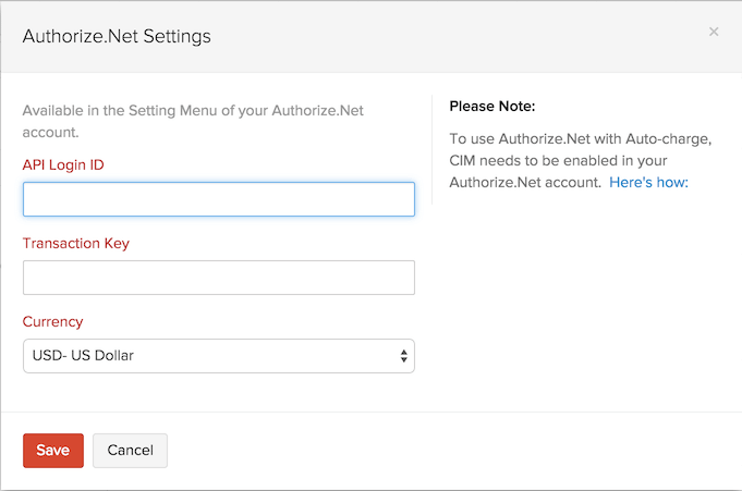 Setting up Authorize net