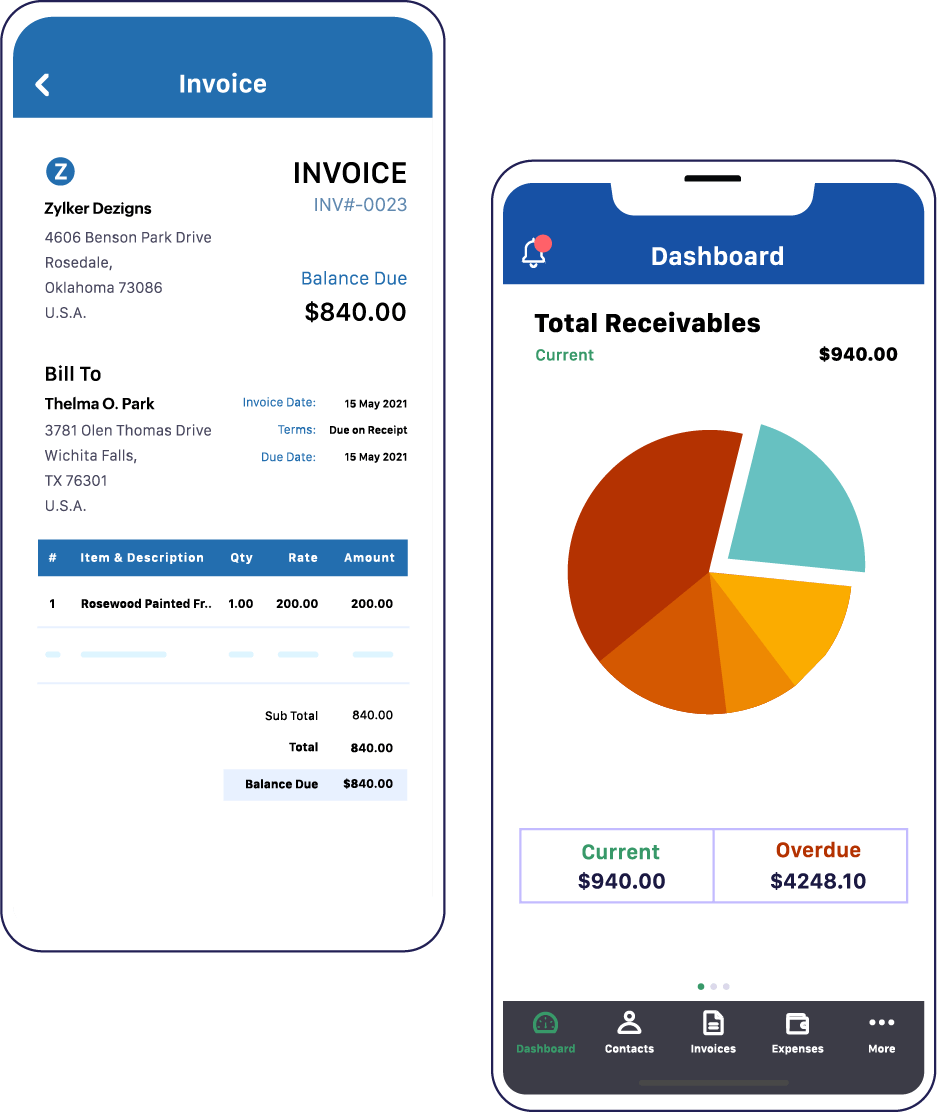zoho invoice billing app