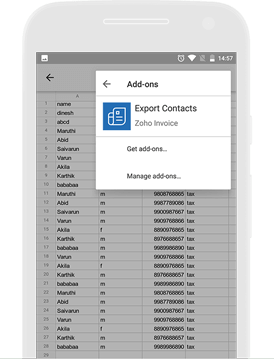 Import contact using Google Sheets - Zoho Invoice