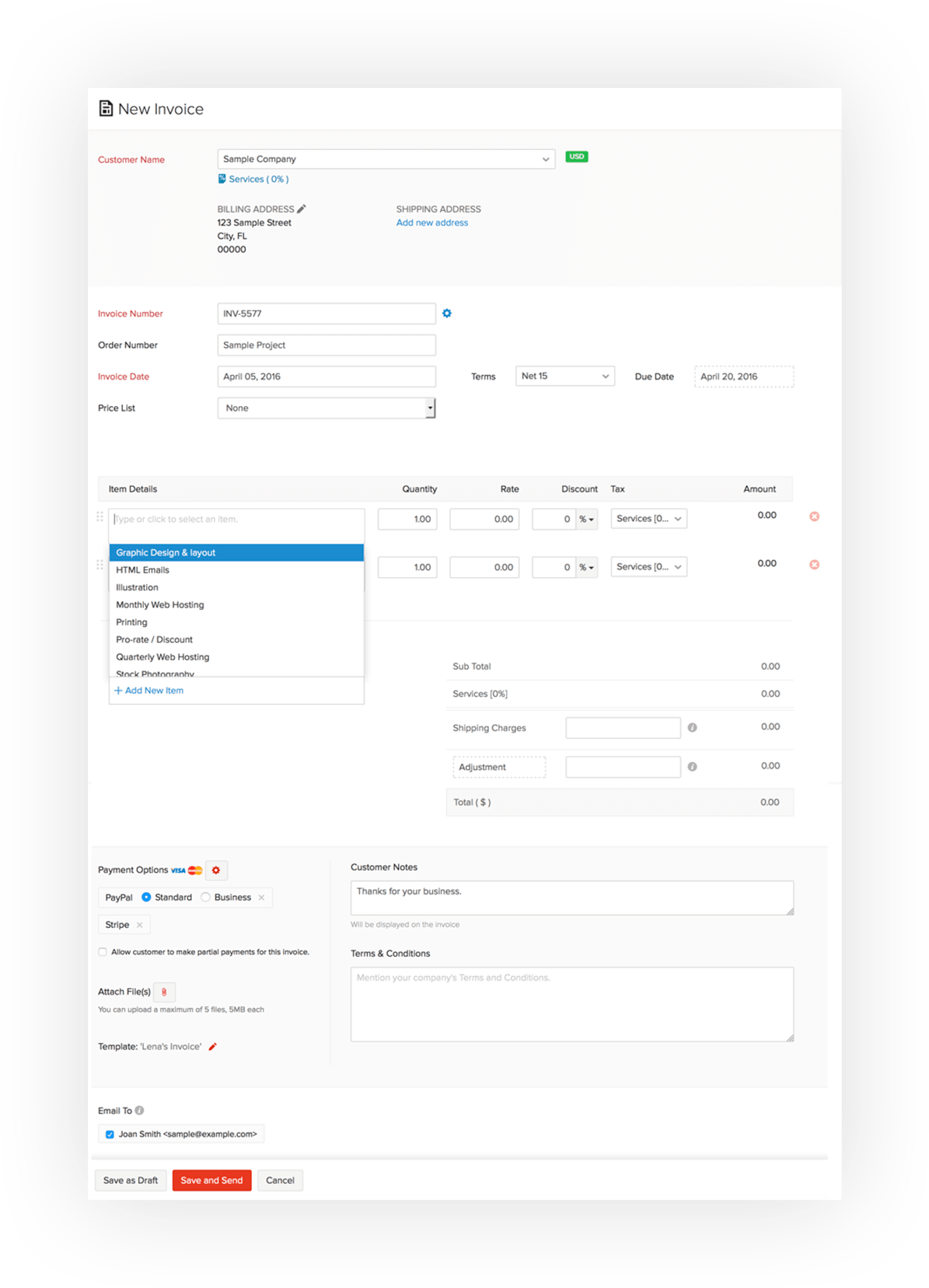 zoho invoicing