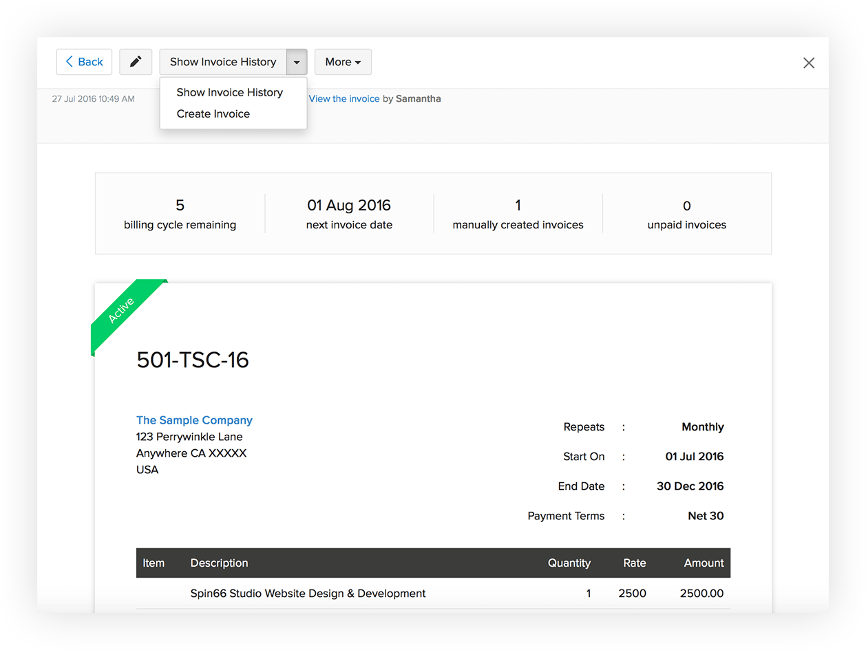 zoho invoices