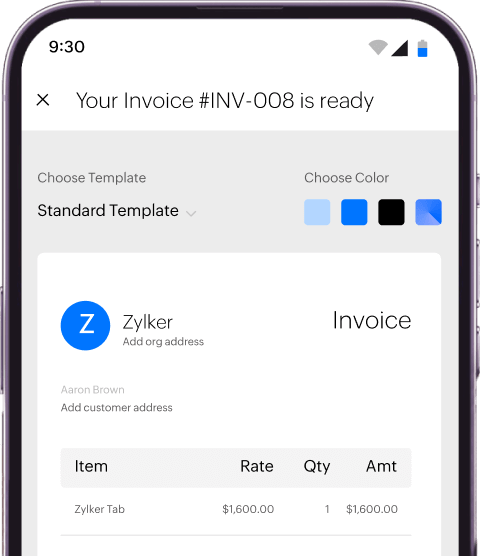 Send invoice PDFs with Zoho Invoice