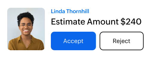 The customer accepts or rejects the estimate from the customer portal