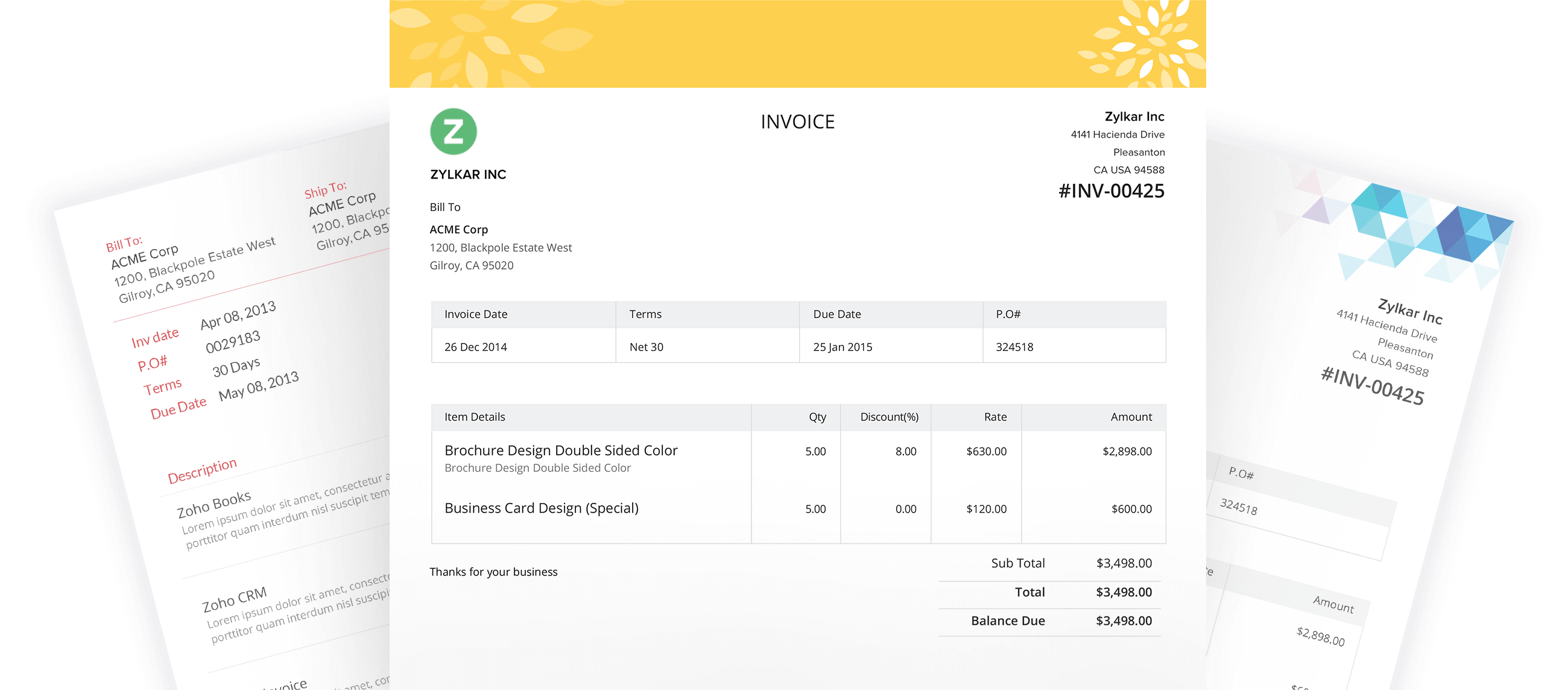 Invoice Templates From Zoho Invoice Customise Your Invoices