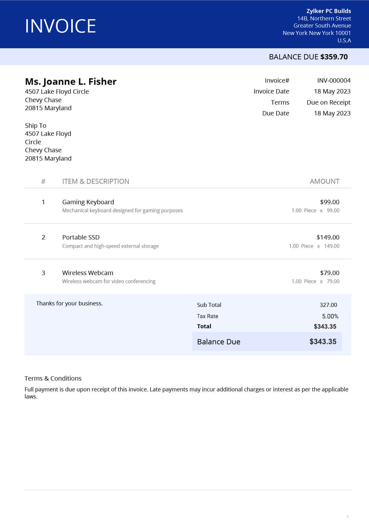 Free Word Invoice Template Customizable Professional Zoho Invoice