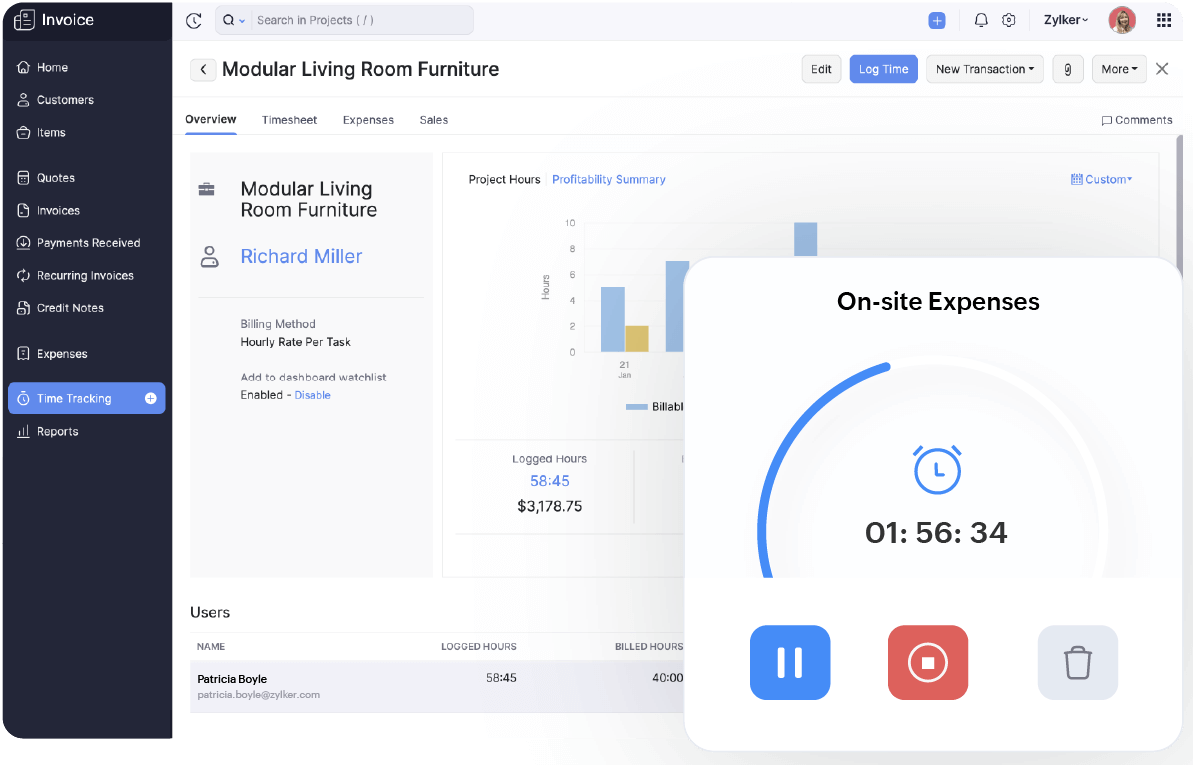 Juggle projects, drive results - Zoho Invoice