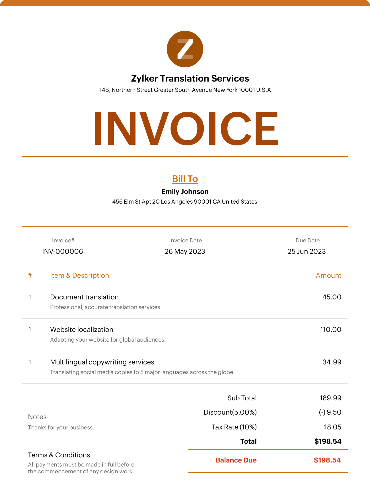 Freelance Invoice Template | Zoho Invoice