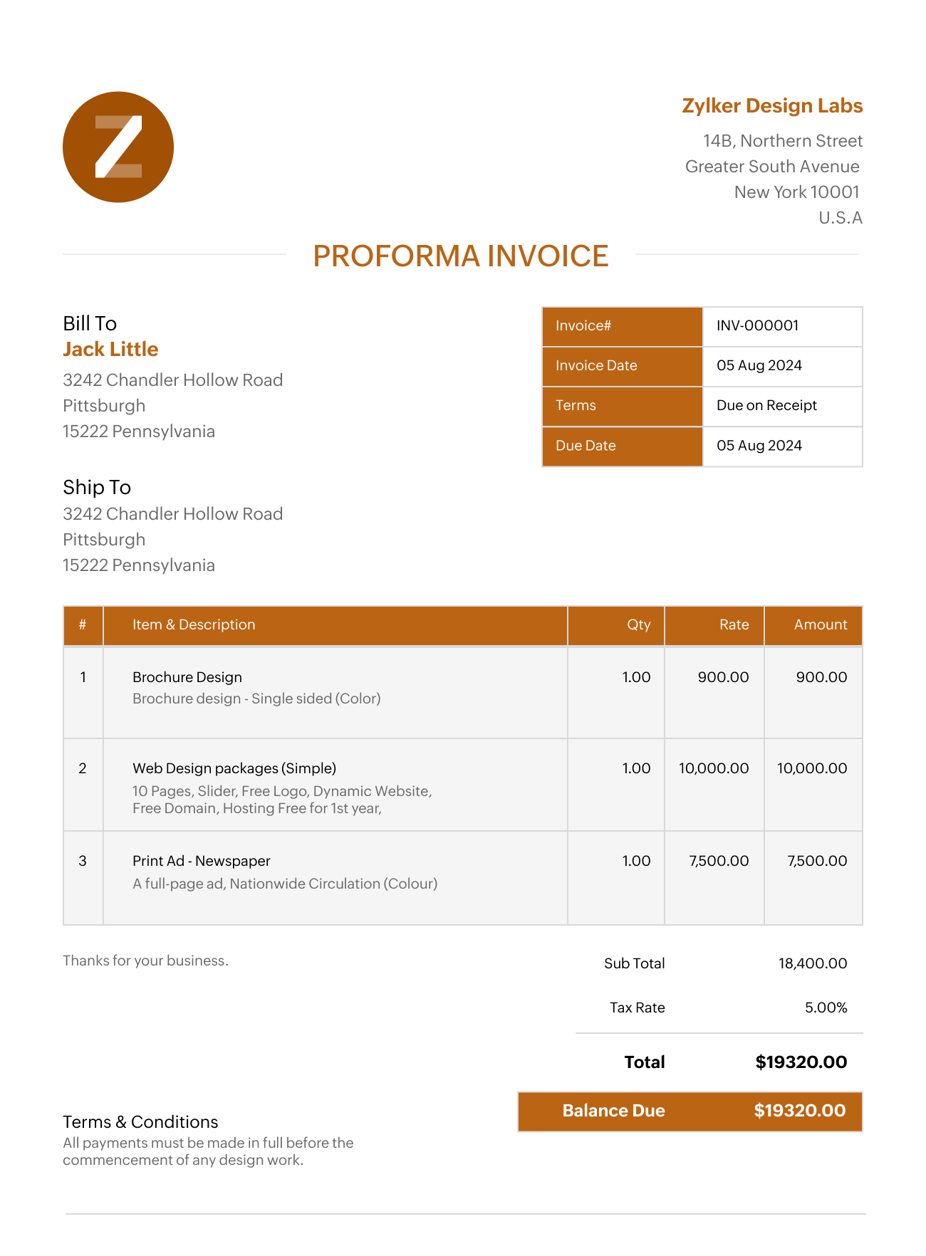 Proforma invoice | Zoho Invoice