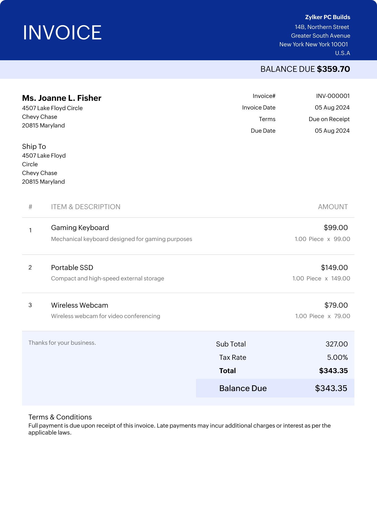 Word Invoice Template | Zoho Invoice