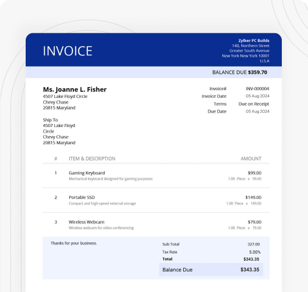 Free invoice templates for download | Zoho Invoice