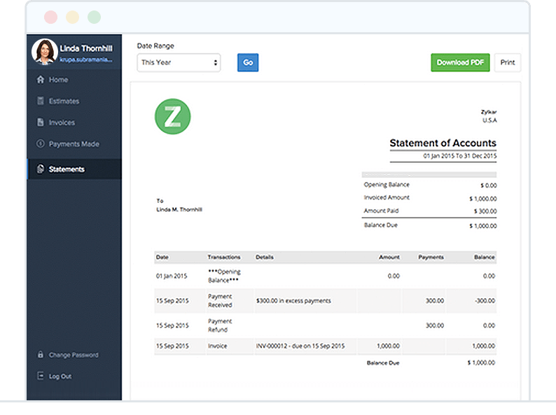 Customer Portal Online Customer Portal Zoho Invoice